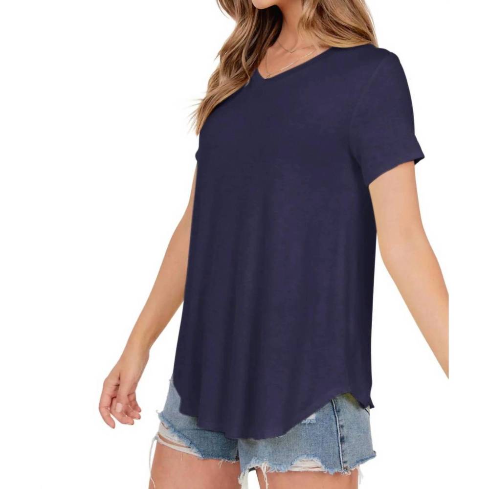 NEW SHOP BASIC classic v neck tee in navy
